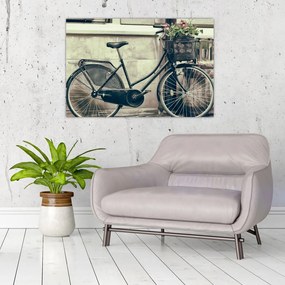 Tablou - Bicicleta de epocă cu flori (90x60 cm)