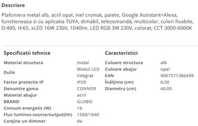 Plafoniera LED RGB dimabila cu telecomanda CONNOR 16W