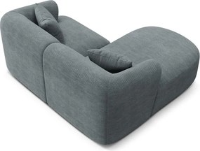 Colțar gri închis cu tapițerie din catifea reiată (cu colț pe partea stângă/cu șezlong) Campi – Cosmopolitan Design