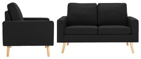 vidaXL Set de canapele, 2 piese, negru, material textil