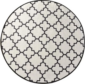 Covoras baie KUPA, 140x140 cm, forma rotunda, poliester, crem/negru