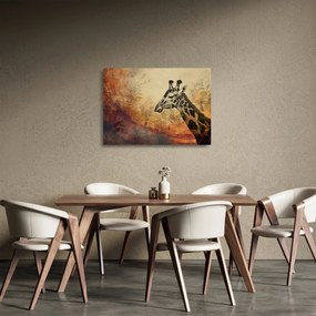 Tablou pe sticlă - Girafă, pictură (70x50 cm)