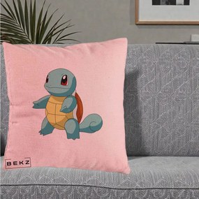 Perna Personalizata Squirtle Pokemon, 40x40 cm, Roz, Husa Detasabila, Perna Inclusa, BEKZ®