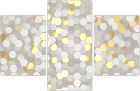 Tablou - Hexagoane alb - auriu (90x60 cm)