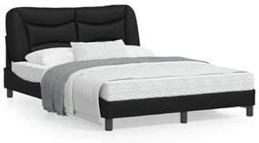 3207995 vidaXL Cadru de pat cu tăblie, negru, 140x190 cm, piele ecologică