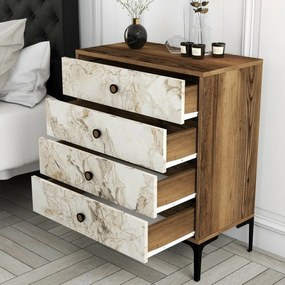 Comodă Lizbon White and Walnut