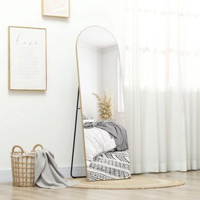 HOMCOM Oglindă în lungime completă 50 x 150 cm, oglindă pe suport, oglindă mare de perete fără ramă, pentru sufragerie, ton aur | Aosom Romania