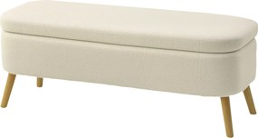 HOMCOM Banca de Depozitare de 65L din Material Teddy și Lemn, 120x42x45 cm, Bej | Aosom Romania
