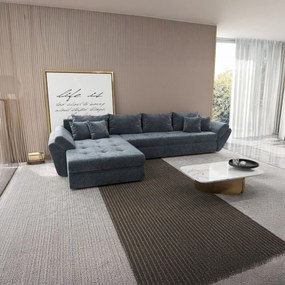 Colțar extensibil dumonde cu ladă de depozitare si sezut confortabil din spuma high-density, Loana XL Euphoria Grafit 335x185 cm