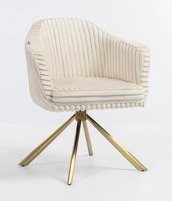 HR832 BAZĂ STEA Scaun Cappuccino Teddy Cord cu Bază Aurie