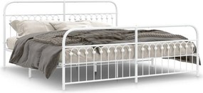 vidaXL Cadru de pat metalic cu tăblie de cap/picioare, alb, 193x203 cm