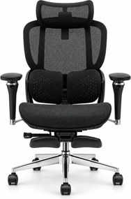 Scaun ergonomic ANEW ARYSE D4 Pro, Suport lombar dual adaptiv 360°, Tetieră 3D, Cotiere 5D, Șezut Glisant Zero-Pressure din Mesh, Suport picioare, Bază metalică, Negru