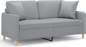 vidaXL Canapea cu 2 locuri cu pernuțe, gri deschis, 140 cm, textil