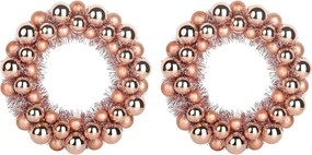 vidaXL Coronite cu bile de Craciun 2 pcs Rose Gold 33 x 33 x 7 cm