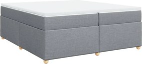 vidaXL Pat box spring cu saltea, gri deschis, 200x200 cm, textil