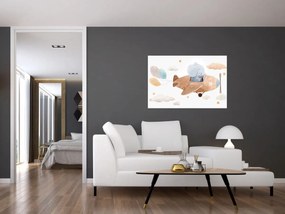 Tablou - Acuarelă elefant într-un avion (90x60 cm)