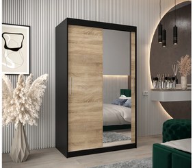 Dulap de haine 120 cm Toki 2 (negru mat + stejar sonoma). 1064978