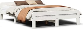 vidaXL Cadru de pat fără saltea, alb, 140x190 cm, lemn masiv de pin
