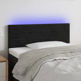 vidaXL Tăblie de pat cu LED, negru, 80x5x78/88 cm, catifea