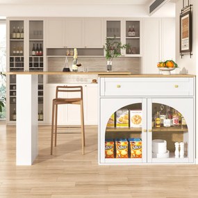 Masă de bar extensibilă cu spațiu de depozitare, Alb | Aosom Romania