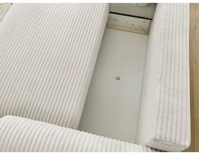 Colțar crem extensibil cu tapițerie din catifea reiată (cu colț pe partea stângă ) Lucien – Bobochic Paris