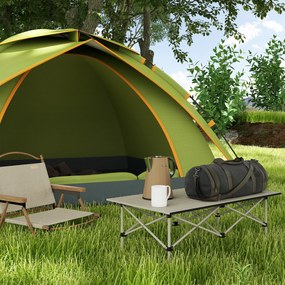 Outsunny Masă de camping pliabilă cu blat rulabil, masă de grădină din aluminiu pentru 2 persoane, 95 x 55 cm Khaki | Aosom Romania