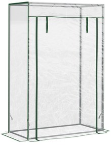 Outsunny Seră de grădină, seră de balcon, pânză consolidată din PVC, structură din oțel, ușă rulabilă cu fermoar, pentru legume, plante, flori în toate anotimpurile, interior și exterior, 100 x 50 x 150 cm alb | Aosom Romania