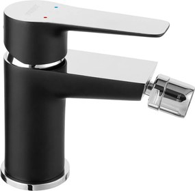 Baterie bideu negru-crom cu ventil Ferro Adore