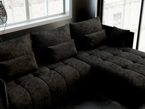 Colțar extensibil dumonde cu ladă de depozitare si sezut confortabil din spuma high-density, Malta Enjoy Black II 235x185 cm