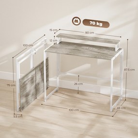 HOMCOM Masă Pliabilă Economisitoare de Spațiu cu Suport Detasabil pentru Monitor, 100x48x87,5 cm, Masă Portabilă pentru Birou, Casă și Studio, Culoare Lemn | Aosom Romania