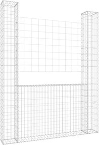 vidaXL Coș de gabion în formă de U, 2 stâlpi, 140x20x200 cm, fier