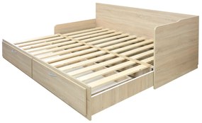 Canapea extensibilă Menetas (Stejar nisipiu + gri maro) (cu somieră și saltea) (cu sp. depozitare). 1098582