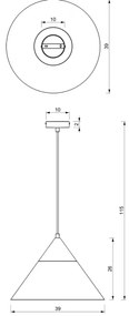 Lustră pe cablu SINGLE 1xE27/15W/230V alamă