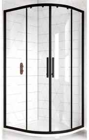 MURCIA Negru CABINĂ DE DUȘ SEMIROTUNDĂ 80x80, 190cm, 6mm