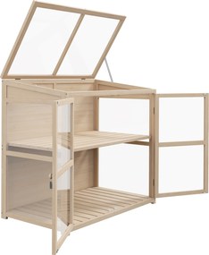 Outsunny Răsadniță pat de cultivare, rezistent la intemperii, 2 niveluri, lemn de brad, 103 x 61 x 103 cm, natural | Aosom Romania