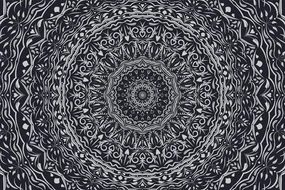Tapet autoadeziv Mandala în stil vintage în alb-negru