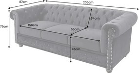 Canapea clasica stil englezesc Chesterfield 3 locuri, catifea neagra
