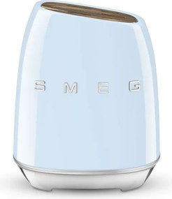 Set de cutite cu suport SMEG KBSF02PB, 7 piese, Manere din lemn de salcam, Otel inoxidabil german, Albastru pastel