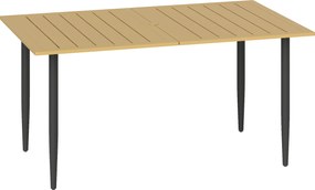 Outsunny Masă de grădină 150x90 cm, rezistentă la intemperii, masă de balcon din oțel cu orificiu pentru umbrelă, maro | Aosom Romania
