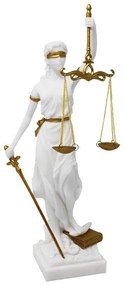 Statueta Justitia - Rasina Alba cu Accente Aurii, 35 cm