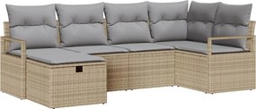 vidaXL Set de canapele pentru grădină cu pernă 6 pcs Bej poliratan