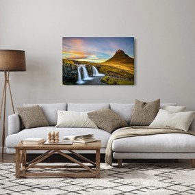 Tablou cu munții și cascade pe Islanda (90x60 cm)