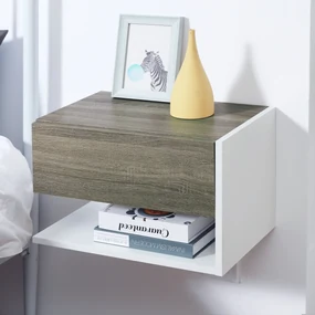 HOMCOM Set 2 Noptiere Suspendate, Dulapuri de Dormitor cu Design Modern, Spațiu de Depozitare, 35x32x22.5cm, Stejar și Negru | Aosom Romania
