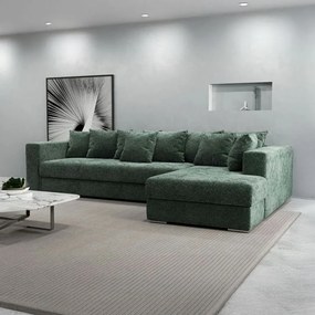 Colțar extensibil dumonde cu ladă de depozitare si sezut confortabil din spuma high-density, Gloria Euphoria Green II 320x183 cm