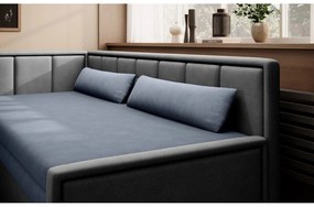 Canapea albastră/gri extensibilă/cu spațiu de depozitare cu tapițerie din chenille 214 cm Fulgeo – ELTAP