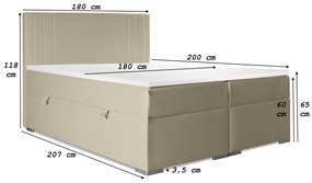 Pat matrimonial Boxspring 160 cm Morcano (bej) (cu sp. depozitare). 1044275