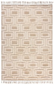 Covor bej-crem țesut manual din lână 160x230 cm Greek Key – Flair Rugs