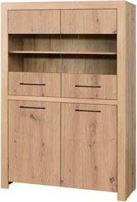 Bufet low JANEZ – 110x40x160 cm – Stejar Artisan / Negru