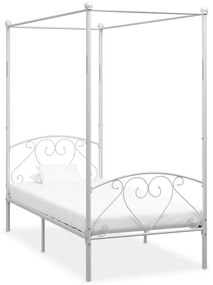 284426 vidaXL Cadru de pat cu baldachin, alb, 90 x 200 cm, metal