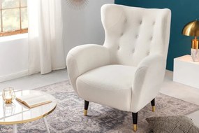 Fotoliu Clasic, Tesatura Boucle, Alb, Don A-45970 VC